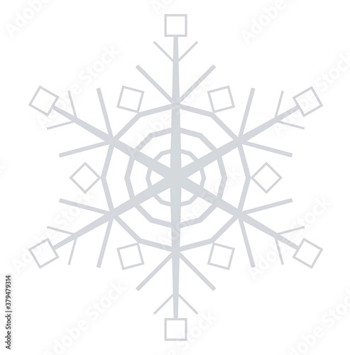 geometric polygonal snowflake isolated on white background, 3d render
