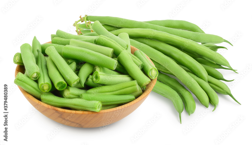 Green beans isolated on a white background with clipping path and full depth of field, Green beans isolated on a white background with clipping path and full depth of field,