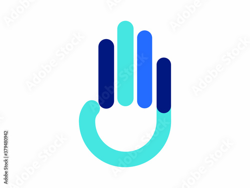 Hand stylized line logo, Hand colorful linear style logo, high five logo design