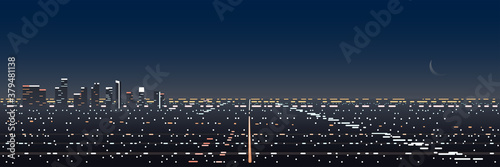 Los Angeles Night Scene Panoramic Banner
