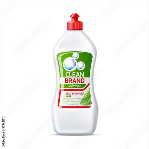 Vector blank dish washing detergent bottle mockup