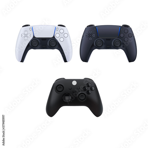 Realistic vector gamepad, video game controller icon