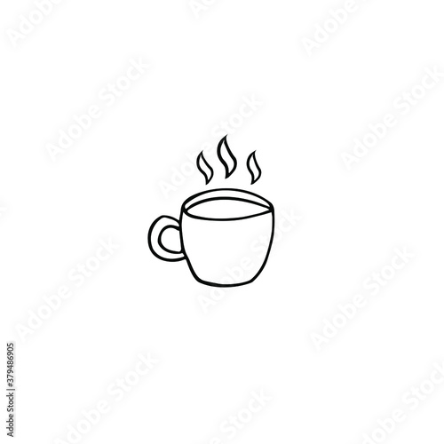 Vector hand drawn doodle sketch coffee cup isolated on white background