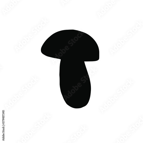 Vector hand drawn King bolote cep mushroom silhouette isolated on white background
