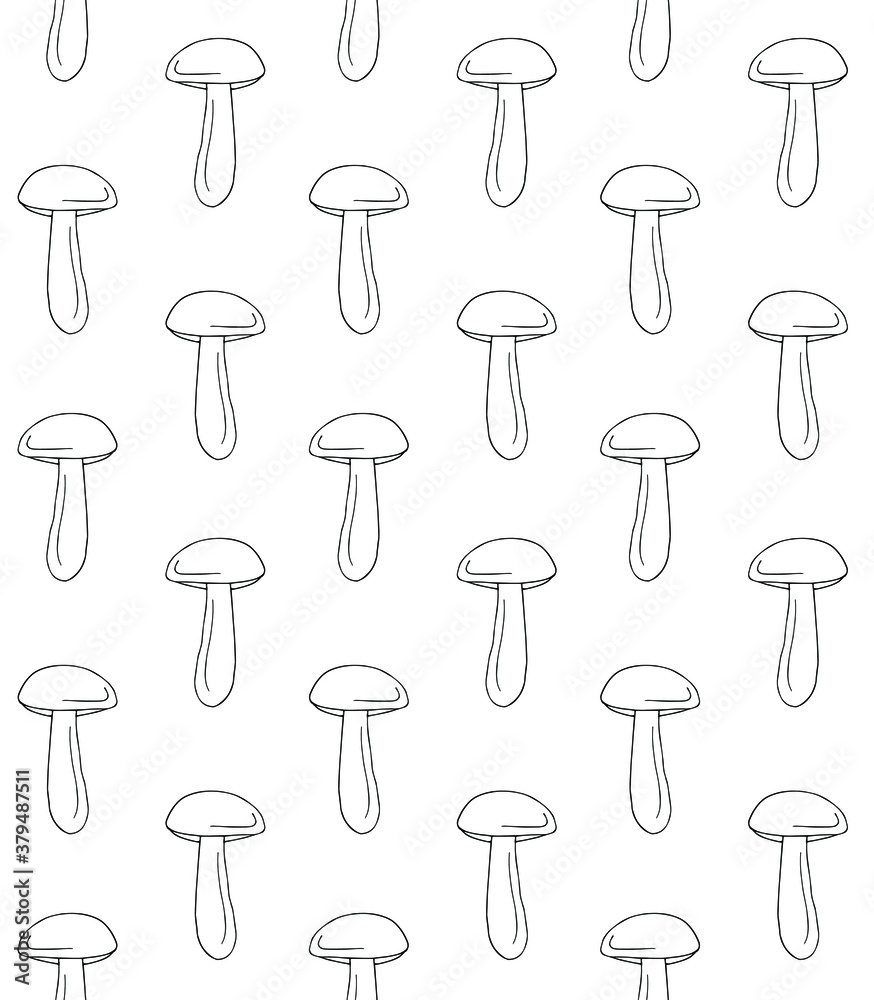 Vector seamless pattern of hand drawn doodle sketch brown cap boletus mushroom isolated on white background