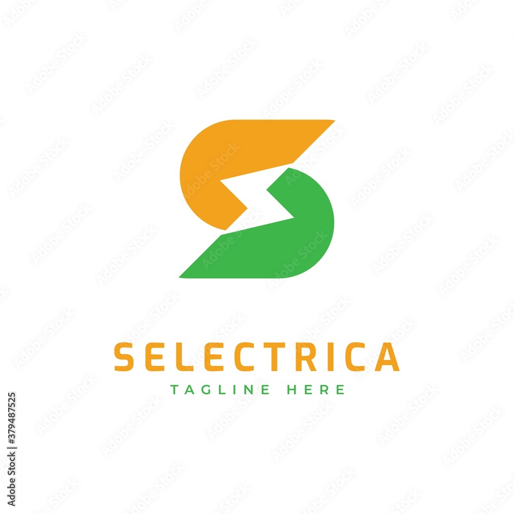 Fototapeta premium Letter S logo design with bolt electrical symbol 