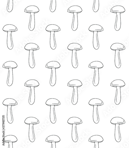 Vector seamless pattern of hand drawn doodle sketch brown cap boletus mushroom isolated on white background