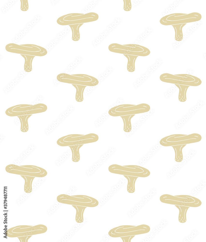 Vector seamless pattern of hand drawn doodle sketch colored milk cap mushroom isolated on white background