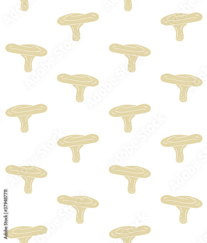 Vector seamless pattern of hand drawn doodle sketch colored milk cap mushroom isolated on white background