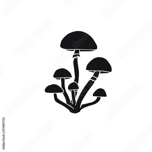 Vector hand drawn doodle sketch black honey mushroom isolated on white background