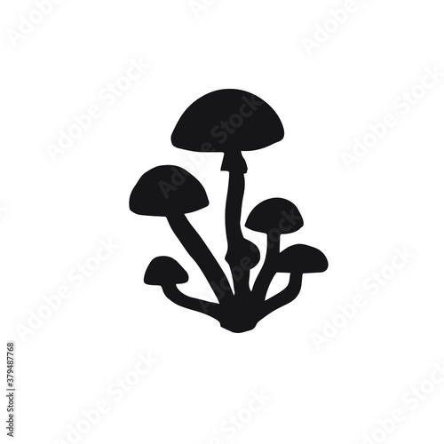 Foto Vector hand drawn honey mushroom silhouette isolated on white background