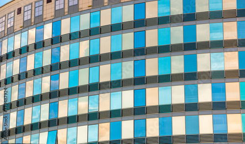 glass facade of the business center