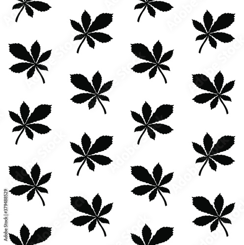 Vector seamless pattern of hand drawn chestnut leaf silhouette isolated on white background