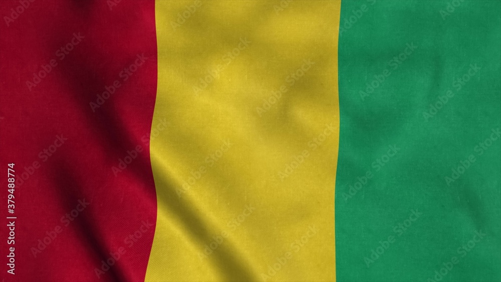 Obraz premium Waving flag. National flag of Guinea. 3d rendering