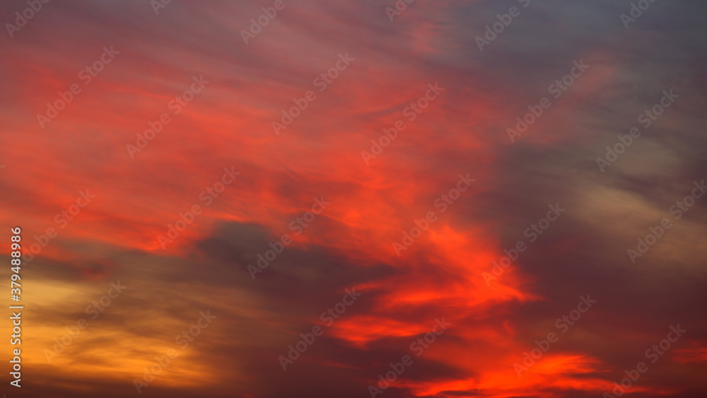 Golden sunset. Fiery orange sunset sky. Beautiful sky.