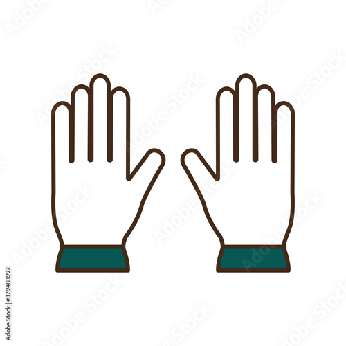 garden gloves line and fill style icon vector design