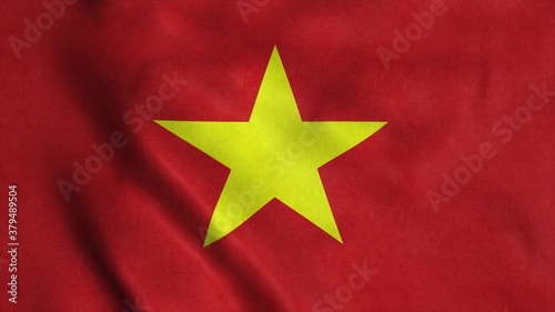 Vietnam flag waving in the wind. National flag of Vietnam. 3d illustration