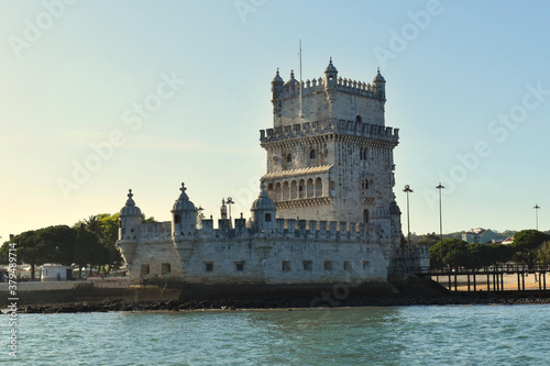 View of Belém Tower from a boat on the Tagus River