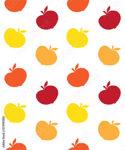 Vector seamless pattern of different color hand drawn doodle sketch apples silhouette isolated on white background