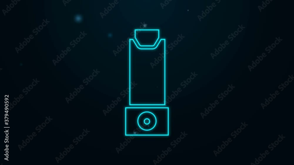 Glowing neon line Inhaler icon isolated on black background. Breather for cough relief, inhalation, allergic patient. 4K Video motion graphic animation Glowing neon line Inhaler icon isolated on black background. Breather for cough relief, inhalation, allergic patient. 4K Video motion graphic animation