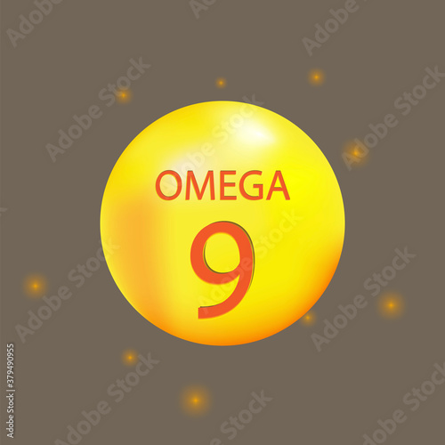 Yellow oil icon. Omega 9. Natural medicine. Vitamin nine. Vector illustration. Stock image.