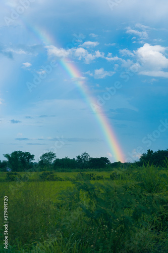 Rainbow in the sky in rainy season in Chiangmai   Thailand