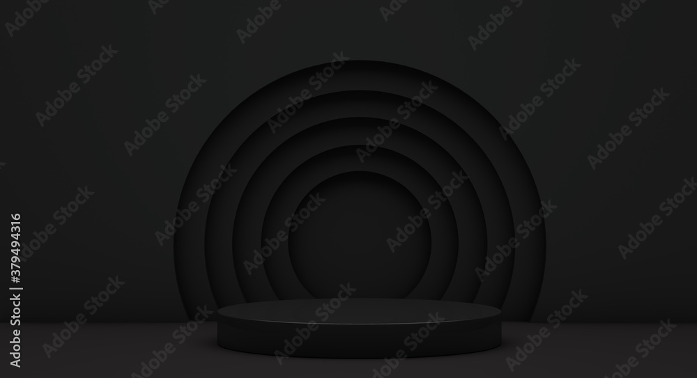 Obraz premium Podium for product presentation with yellow circles, 3d render background