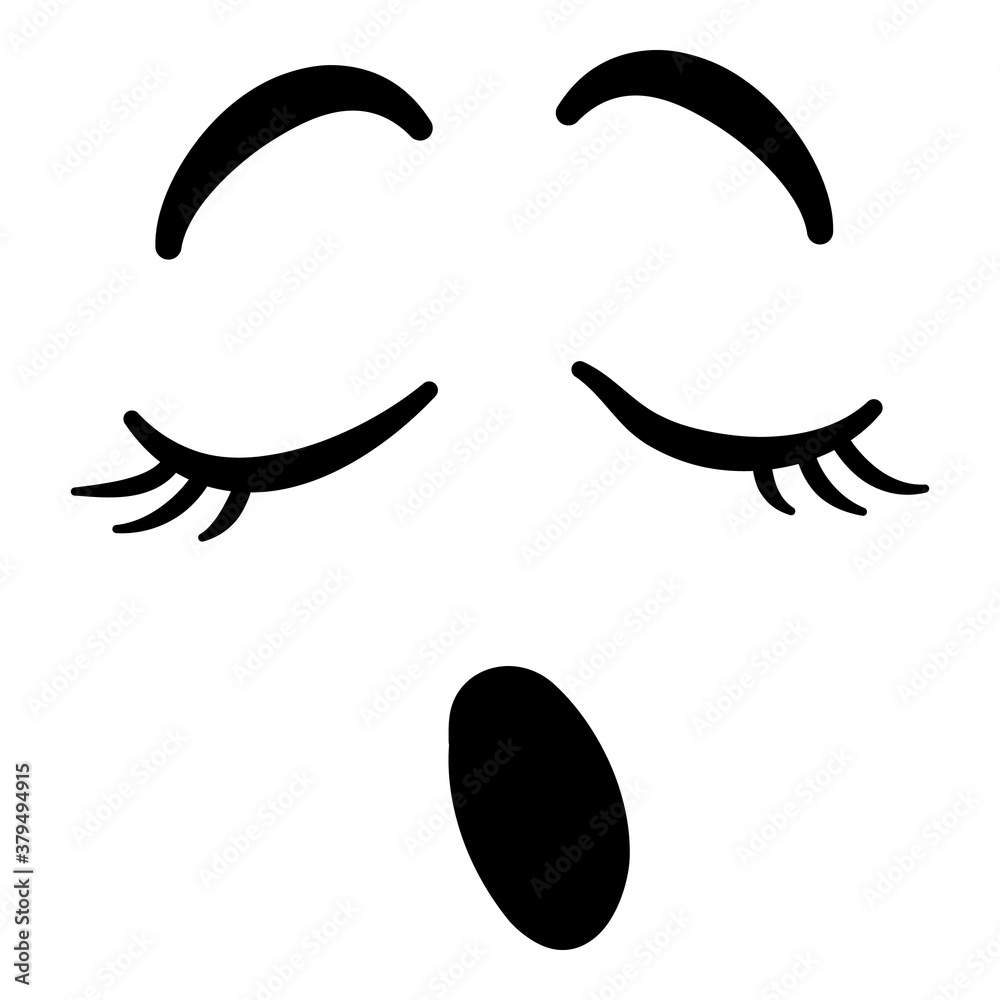 Cartoon face. Expressive eyes and mouth, smiling, crying and surprised character face expressions. Caricature comic emotions or emoticon doodle. Isolated vector illustration icon.