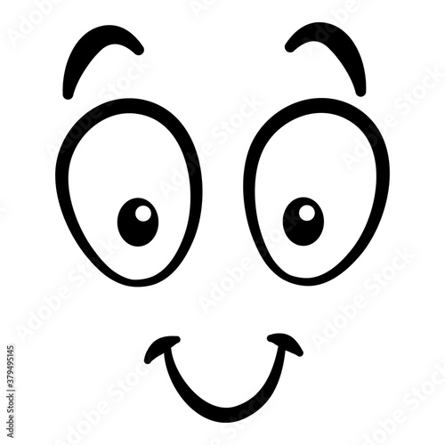 Cartoon face. Expressive eyes and mouth, smiling, crying and surprised character face expressions. Caricature comic emotions or emoticon doodle. Isolated vector illustration icon.