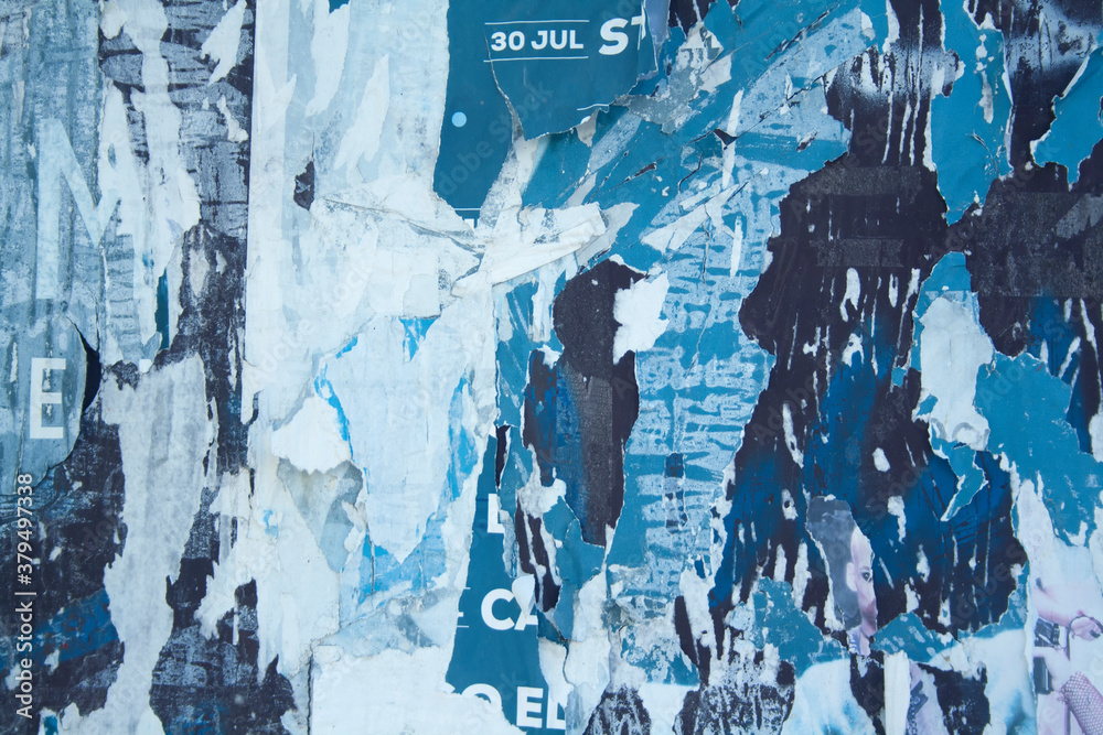 Fototapeta premium Background of old and torn posters, crumpled paper, texture and backgrounds.