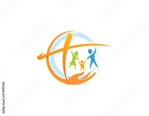 Family church logo design illustration.