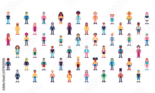 Isolated set complete people ethnicity icon - Vector
