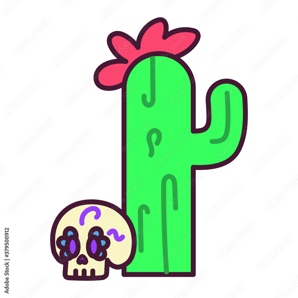 Isolated cactus with a skull icon - Vector illustration Isolated cactus with a skull icon - Vector illustration