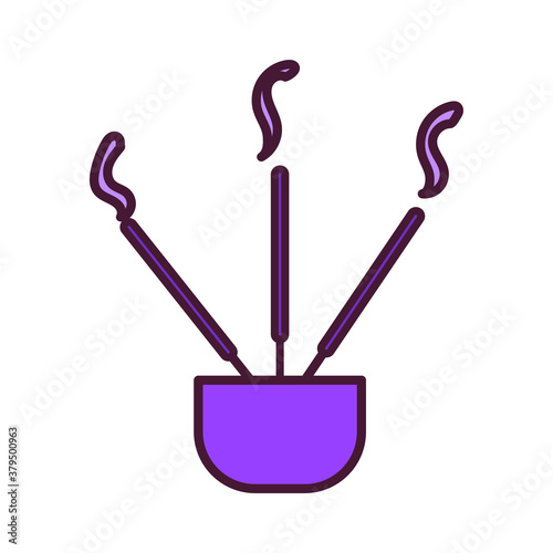 Isolated incense sticks in a pot - Vector