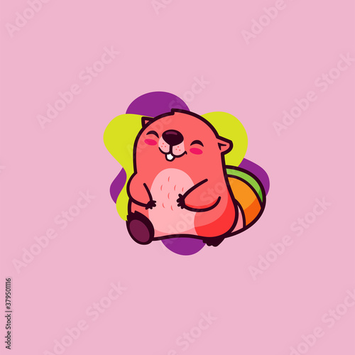 Funny happy beaver with variant color