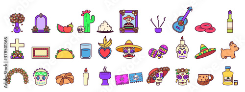 Set of day of the dead icons - Vector
