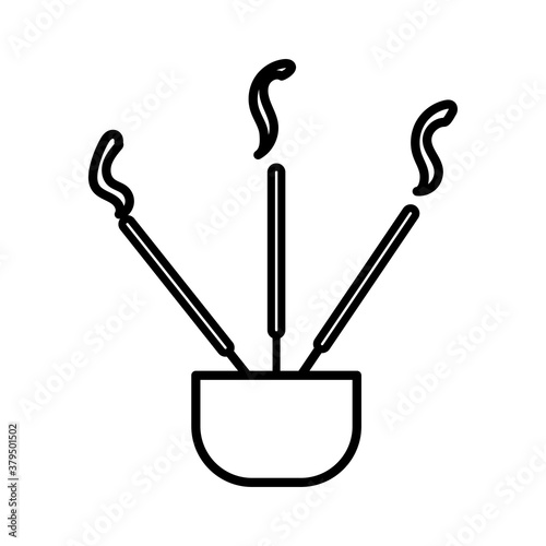 Isolated incense sticks in a pot - Vector