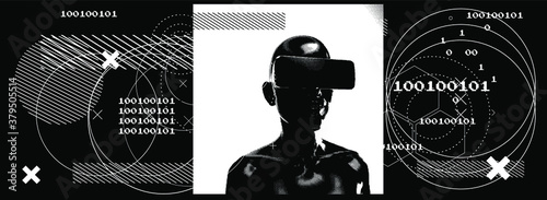 Pixelated human silhouette. Conceptual illustration of Artificial intelligence, Cryptography and Cyber Security.