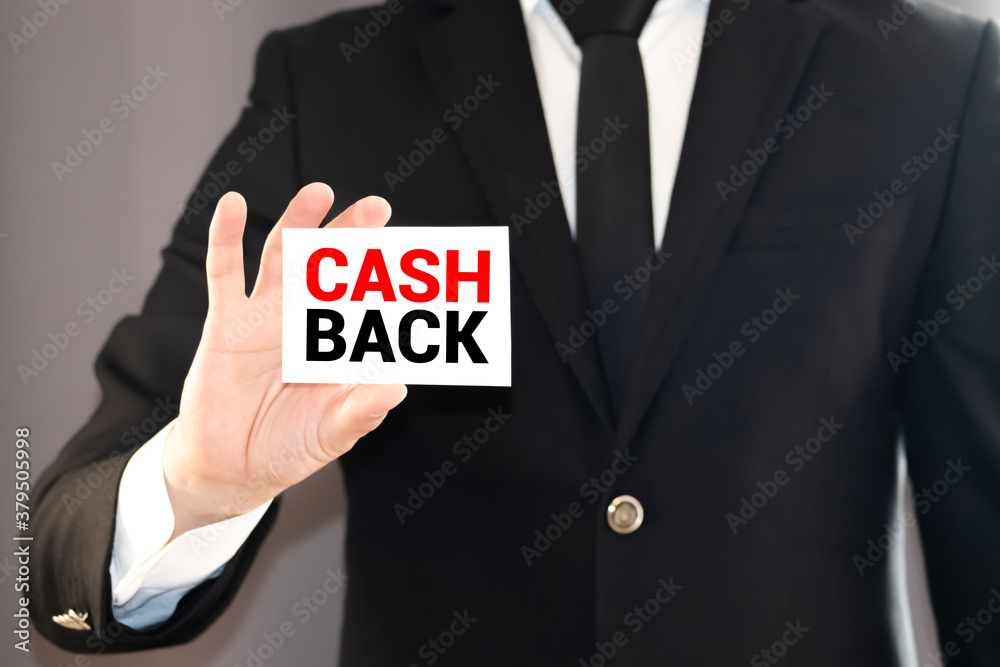 Cash Back, message on the card show by businesswoman Cash Back, message on the card show by businesswoman