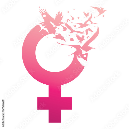 Creative Venus female sign with flying birds