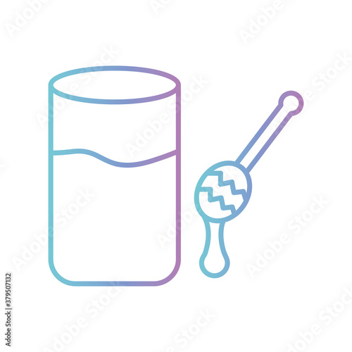 sleeping milk glass with honey stick gradient style icon vector design
