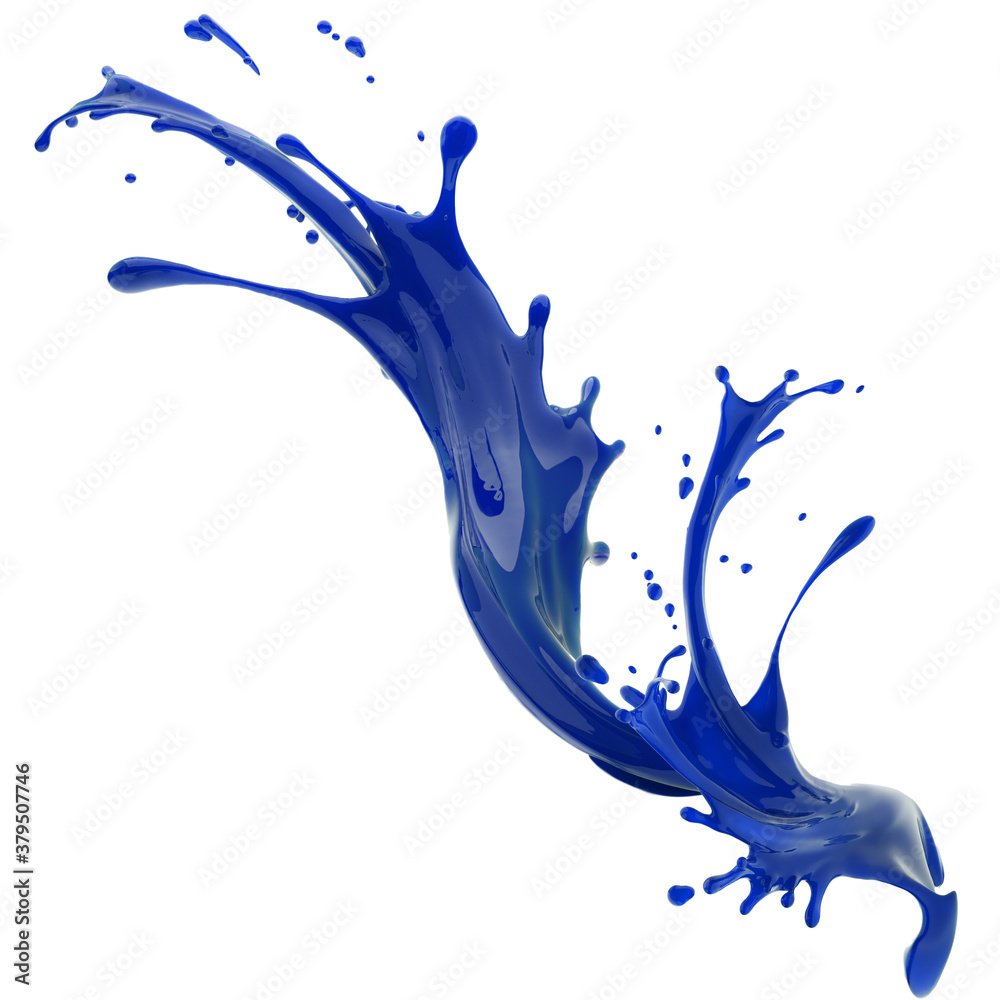 splashes of blue liquid isolated on white background template