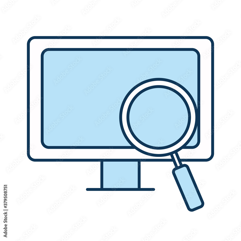 lupe with computer line and fill style icon vector design lupe with computer line and fill style icon vector design