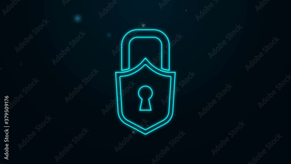 Glowing neon line Lock icon isolated on black background. Padlock sign. Security, safety, protection, privacy concept. 4K Video motion graphic animation Glowing neon line Lock icon isolated on black background. Padlock sign. Security, safety, protection, privacy concept. 4K Video motion graphic animation