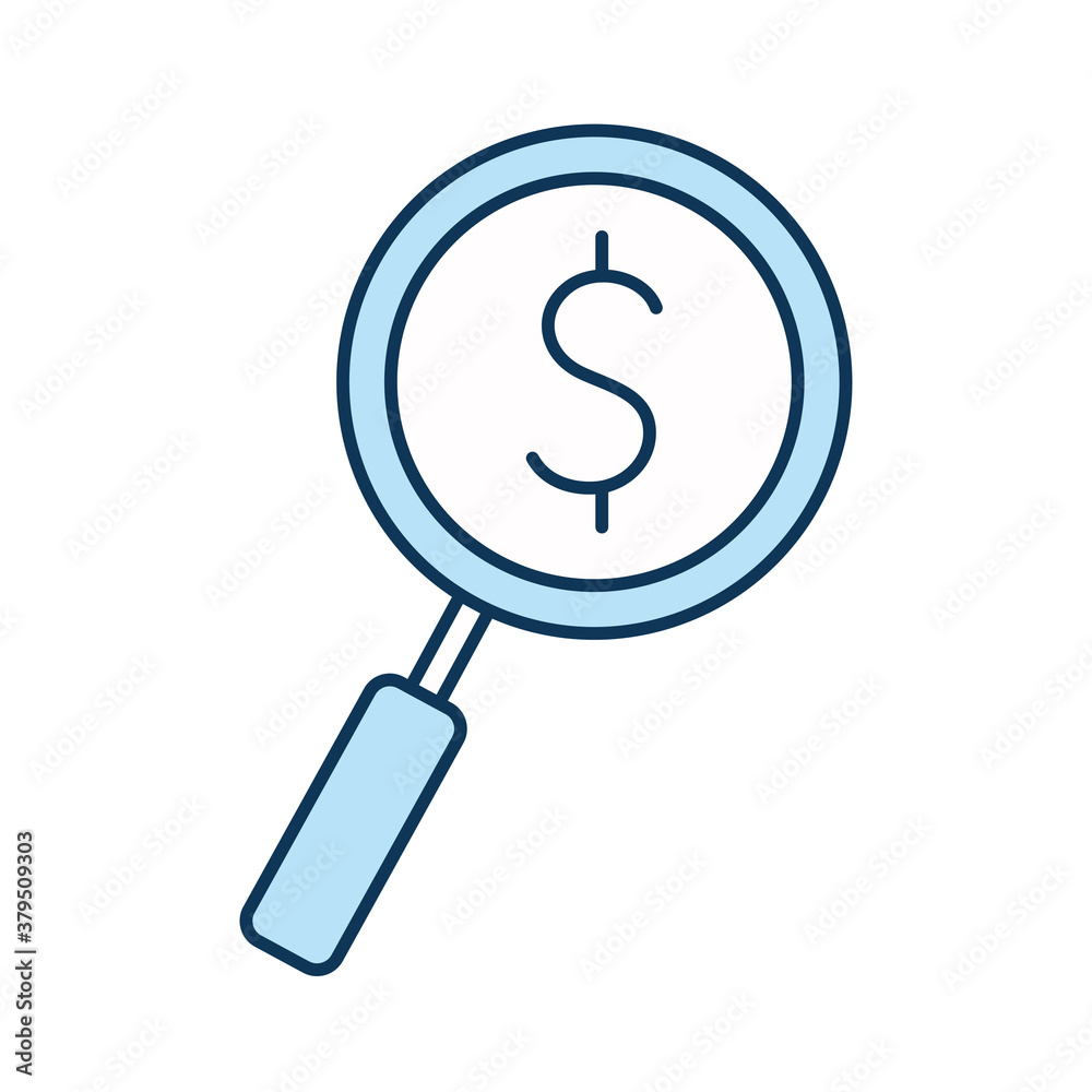dollar in lupe line and fill style icon vector design dollar in lupe line and fill style icon vector design