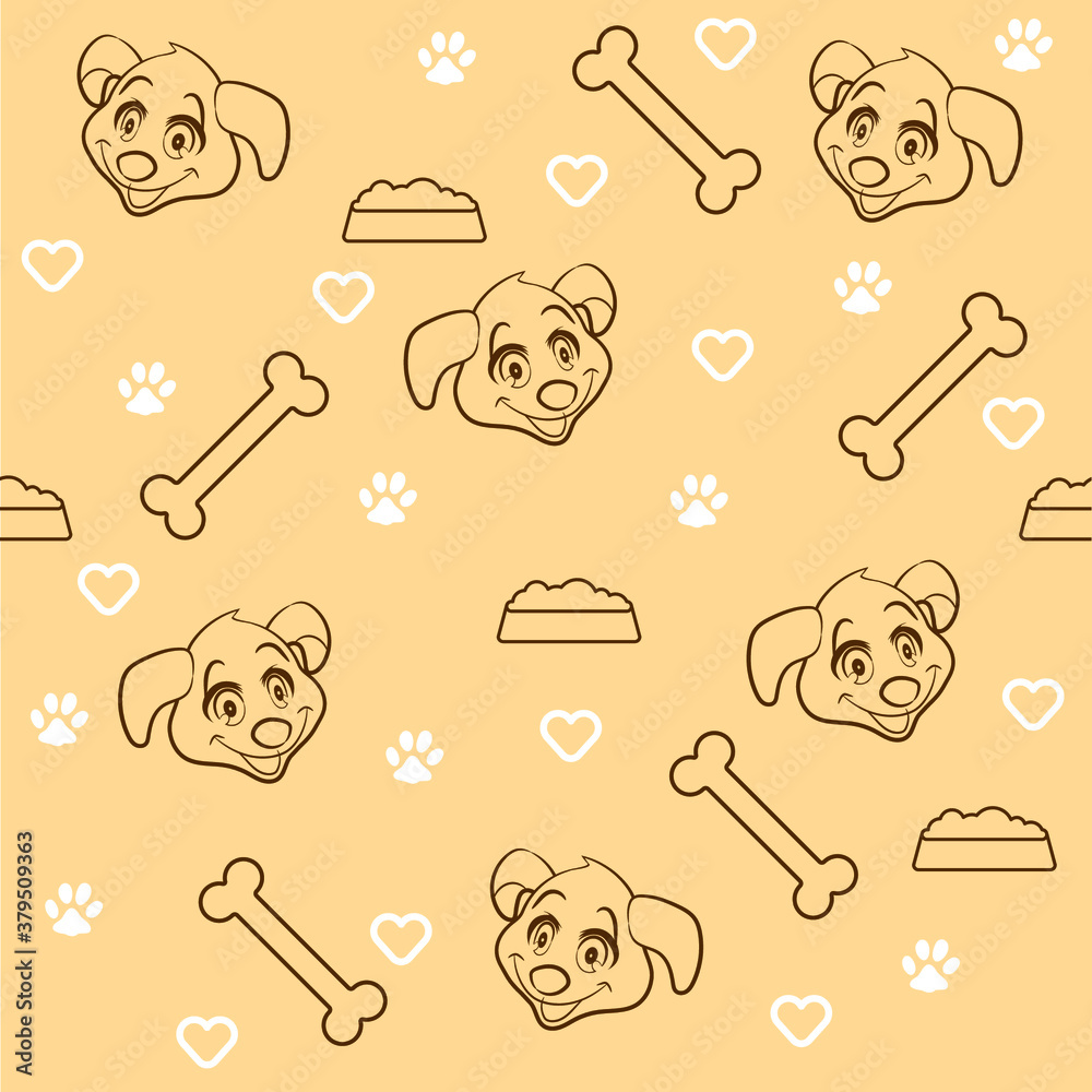 dog pattern love bone line art vector Stock Vector | Adobe Stock