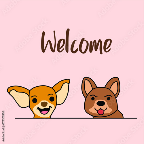  cute dogs welcome vector