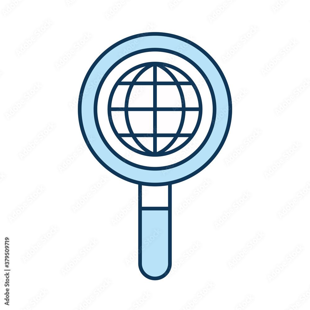 global sphere in lupe line and fill style icon vector design global sphere in lupe line and fill style icon vector design