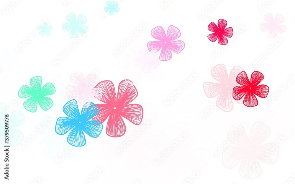 Light Green, Red vector natural backdrop with flowers.