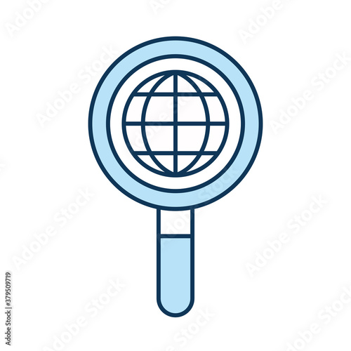 global sphere in lupe line and fill style icon vector design